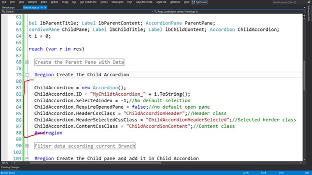 Create the Child Accordion dynamically